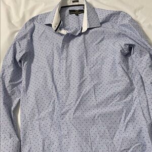 Versace Blue and White Striped Dress Shirt
